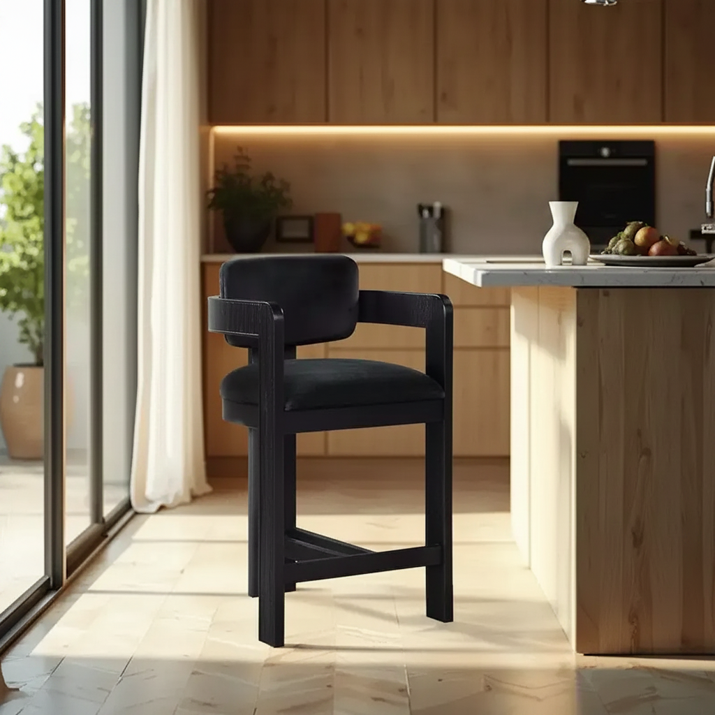 Tabouret en velours noir