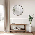 24x24 Round Bathroom Mirror with Aluminum Alloy Frame, Wall Mounted Vanity Mirror for Bedroom Living Room Entryway, Black