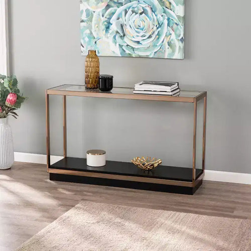 Lexina Glass-Top Console Table - Champagne - SEI