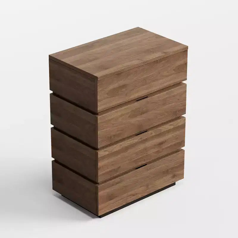 Luck Live Farmhouse 4-drawer storage corner cabinet in walnut color.