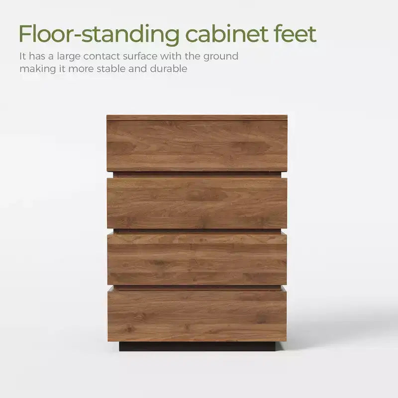 Luck Live Farmhouse 4-drawer storage corner cabinet in walnut color.