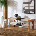 Munich Bench With Shelf - BCH3703 - Beige Black/Natural - Safavieh